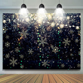 Lofaris Snowflake Sparkling Bokeh Black Backdrop For Winter